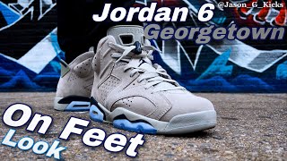 Jordan 6 Georgetown  On Feet 🔥EARLY LOOK 👀 [upl. by Sivie]