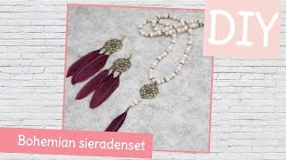 DIY sieraden maken met Kralenhoekje  Bohemian sieraden set van ketting en bijpassende oorbellen [upl. by Glavin]