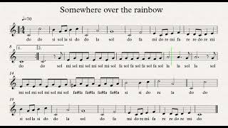 SOMEWHERE OVER THE RAINBOW reggae spartitofacile Flauto violino tutorial playalong [upl. by Aynor441]