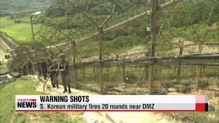 S Korean military fires warning shots across border with N Korea 軍 오늘 오전 MD [upl. by Acimot]