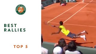 Top 5 Best Rallies  RolandGarros [upl. by Ahsinirt]