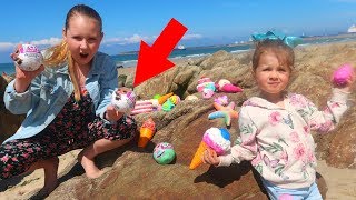 LOL Surprise Dolls Toy Hunt Challenge at the Beach  Ruby Rube and Bonnie [upl. by Latsyk855]