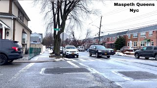 Exploring Maspeth Queens New York On A Rainy Day Winter 2022 [upl. by Joletta542]