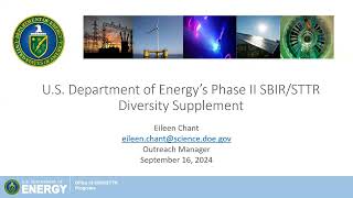 DOE SBIRSTTR Phase II Diversity Supplement Webinar [upl. by Chiarra]