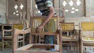 Best Weaving a Caned Chair Seat  Caning a Chair Seat [upl. by Timon356]