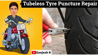 Tubeless Tyre Puncture Repair for Two Wheeler  Step by Step Demo [upl. by Assilram]