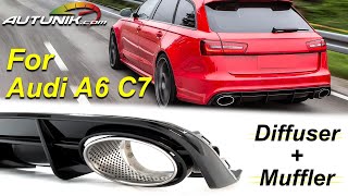 Autunikcom  RS6 Style Rear Diffuser  Chrome Exhaust Tips For Audi S6 A6 Sline C75 di144 [upl. by Thirza614]