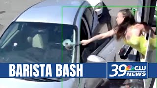 Bikini Baristas Clash Escalates to DrinkThrowing Shattered Windshield [upl. by Lindsley]