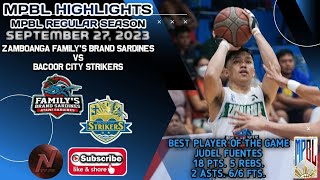 MPBL HIGHLIGHTS ZAMBOANGA FAMILYS BRAND SARDINES VS BACOOR CITY STRIKERS SEPTEMBER 27 2023 [upl. by Travus]