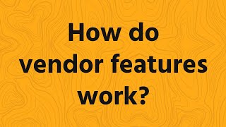 How do vendor features work  Ecommerce Developer [upl. by Haskel]