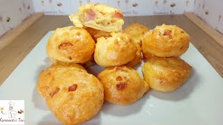 Gougères aux fromages et aux jambons  Recette de gougères facile [upl. by Nahtiek]