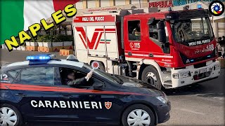 Italy Emergency Vehicles in Naples 🇮🇹 Napoli Polizia Ambulanza Vigili del Fuoco [upl. by Kavanagh]