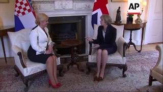 May meets Croatia president at Downing Street [upl. by Eceinart729]