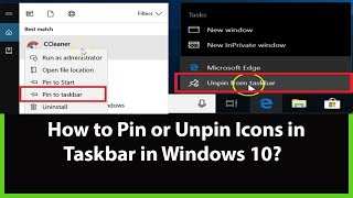 How to Pin or Unpin Program Icons to the Taskbar on Windows 10 [upl. by Eanel]