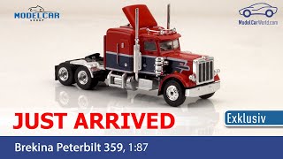 Brekina  187 Just arrived Peterbilt 359 exclusive for ModelCarWorld [upl. by Nirtiak]