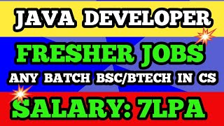 JAVA Developer Jobs For freshers  BSC CSBTECH CSE ANY BATCH eligible apply jobsadvisortelugu [upl. by Adyol20]