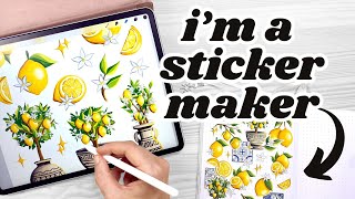 How I Design My STICKERS  LemonThemed Procreate Tutorial and Walkthrough [upl. by Trofmoc]