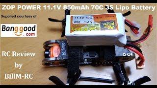 ZOP POWER 111V 850mAh 70C 3S Lipo Battery review amp test [upl. by Hedvige]