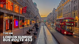 7AM London bus ride through the heart of London  Oxford St Piccadilly Big Ben  Bus Route 453 🚌 [upl. by Perrin]