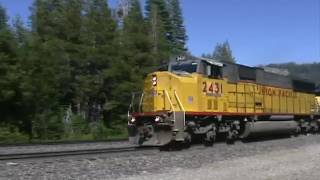 Freight Trains at the Big Hole  Donner Pass  July 30 2005 [upl. by Llenwad581]