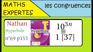 Terminale Maths ExpertesArithmétique et congruenceExercice 69 p 153 Nathan Hyperbole 610k [upl. by Enale]