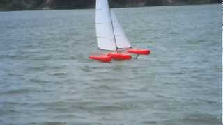 Mini40 Multihull Hydrofoiling  FireDragon RC Trimaran  June 15th 2012  Clip1 [upl. by Kwan]