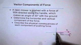 Horizontal Vertical Vector components of Pushing Force [upl. by Suolkcin936]