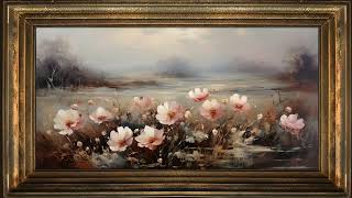 Poppy Meadow Morning Rustic Vintage Oil Painting  Framed Art Screensaver for TV [upl. by Nester]