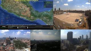 SASMEX y Webcams de México durante el sismo del 19 de septiembre 2017 [upl. by Deeraf]