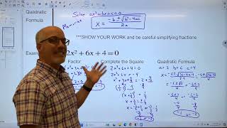 Honors Alg 2 Topic 26 Quadratic Formula [upl. by Darra921]