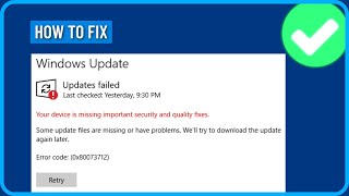 How to Fix Your Device is Missing Important Security and Quality Fixes in Windows 1011 [upl. by Orofselet]