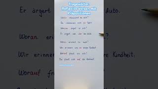 Fragewörter reflexive Verben mit Präpositionen deutsch deutschlernen german deutscha2 shorts [upl. by Melquist141]