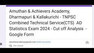 TNPSC  Combined Technical Service CTS Exam 2024  AD Statistics Exam Cut off Google Form Survey [upl. by Eednyl985]