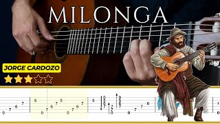 MILONGA 🎸 Jorge Cardoso  Tutorial para Guitarra Clásica  TABS [upl. by Aecila]