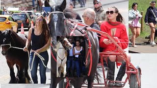 Cruising Down Main Street Appleby Horse Fair Women and Horses on Carriage Cart [upl. by Aenert194]