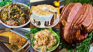 SOUL FOOD Easter Dinner amp Dessert ✝️ Rum Brown Sugar Ham Cornbread Dressing Potato Salad amp MORE [upl. by Eenafit979]