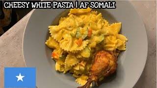 CHEESY WHITE PASTA WITH CHICKEN  AF SOMALI [upl. by Halli]