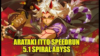 Top 1 Arataki Itto speedrun 51 Spiral Abyss Top Half Continuous 75s [upl. by Alexander]