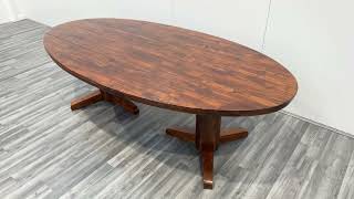 Oval hardwood twin pedestal dining table [upl. by Asennav]