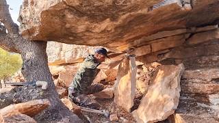 Daunting Stone Survival Shelter Experience the Peak of Stresscamping survival bushcraft [upl. by Ahsiekim]