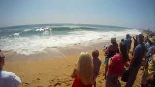 The Wedge Lifeguards doing their job during a huge set [upl. by Nodnarbal]