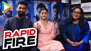 AWESOME Rapid Fire with Alia Bhatt Vicky Kaushal and Meghna Gulzar [upl. by Lida803]