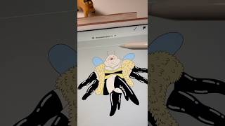 Designing a queen bee for an animation project in Procreate 🐝 cute art drawing animation [upl. by Prochoras]