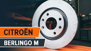 Hoe een vooraan remschijven op een CITROËN BERLINGO M HANDLEIDING AUTODOC [upl. by Adlay]