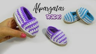 Alpargatas para bebe Tejidas a crochet  VARIAS TALLAS [upl. by Erinn658]