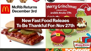 New Fast Food Releases  Krispy Kreme McDonalds Jimmy Johns amp More fastfood mcdonalds grinch [upl. by Nuajed95]