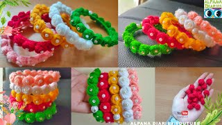 How to make Woolen Flower bangles for kids and Teenagers  Handmade Homemade Bangles DIY [upl. by Attenahs587]