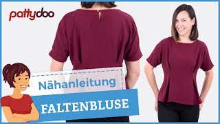 Nähanleitung für eine StatementBluse mit Falten Kimonoärmeln und Beleg pattydoo [upl. by Quickman]