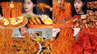 ASMR EATING KOREAN SPICY FIRE NOODLES BEST MUKBANG CHALLENGE ASMR SOUND [upl. by Groves]