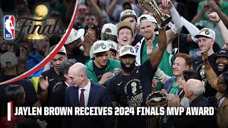 Jaylen Brown receives 2024 Bill Russell Finals MVP Trophy 🏆  2024 NBA Finals [upl. by Ahtekahs604]